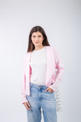 BackNet Cardigan - Pink with white