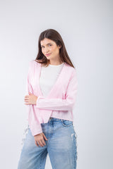BackNet Cardigan - Pink with white