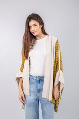Eyelet Cardigan _ Yellow