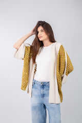 Eyelet Cardigan _ Yellow