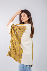 Eyelet Cardigan _ Yellow