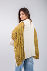 Eyelet Cardigan _ Yellow