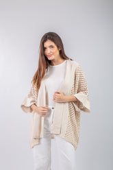 Eyelet Cardigan _ Beige