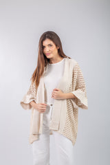Eyelet Cardigan _ Beige