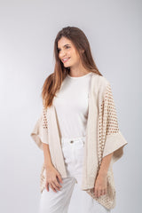 Eyelet Cardigan _ Beige