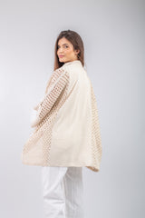 Eyelet Cardigan _ Beige