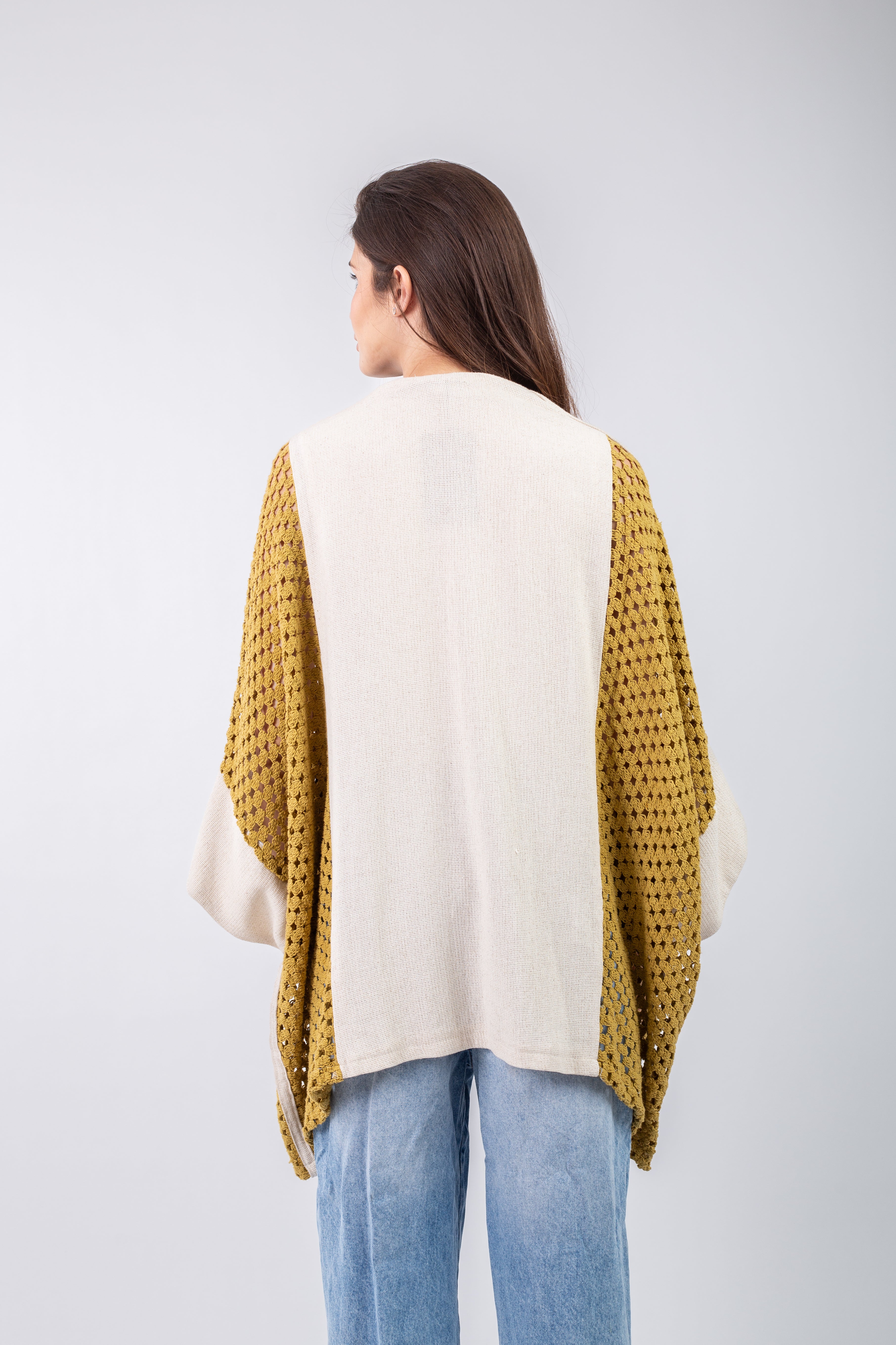 Eyelet Cardigan _ Yellow
