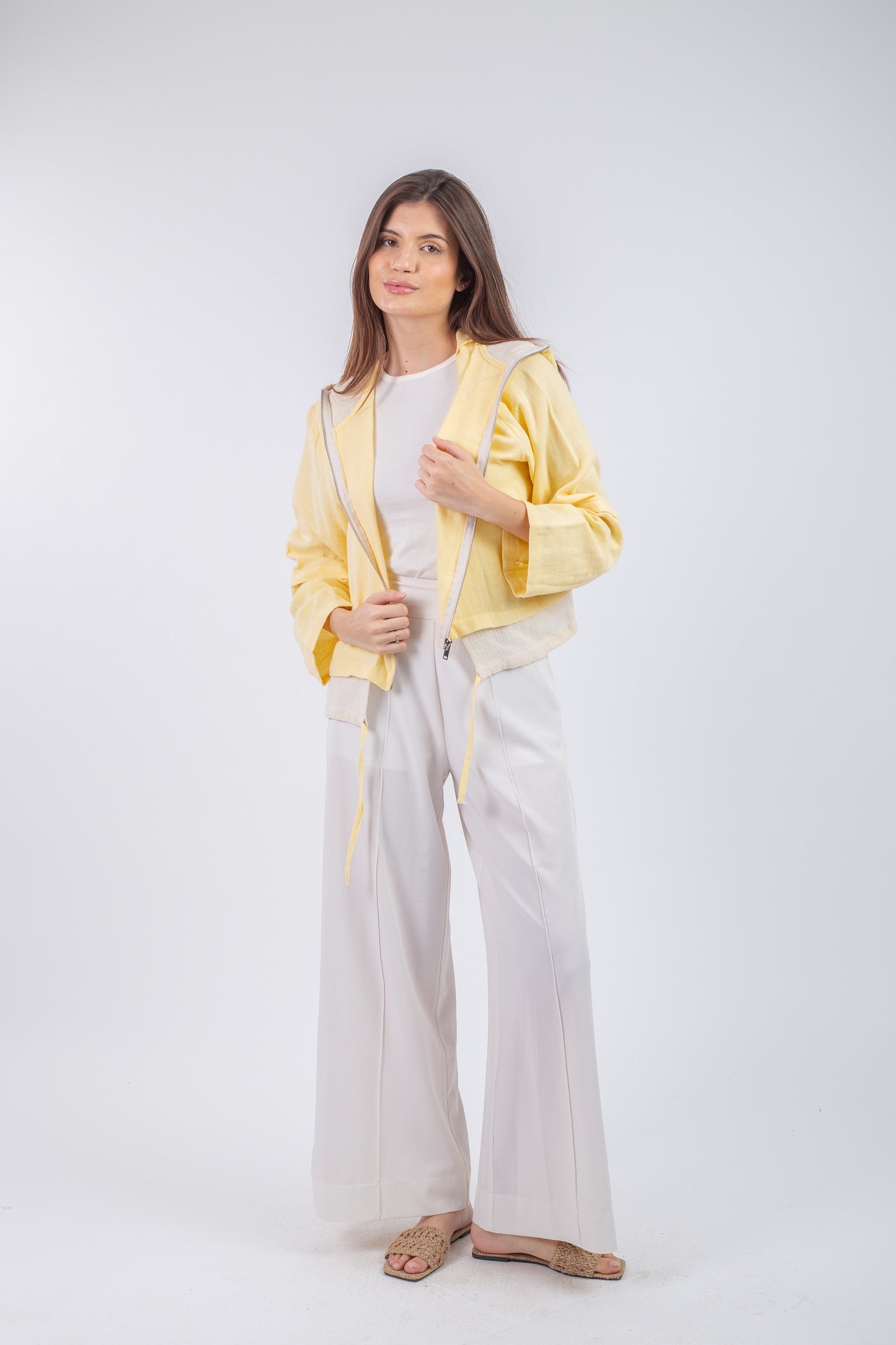 Layered Jacket - Yellow with beige