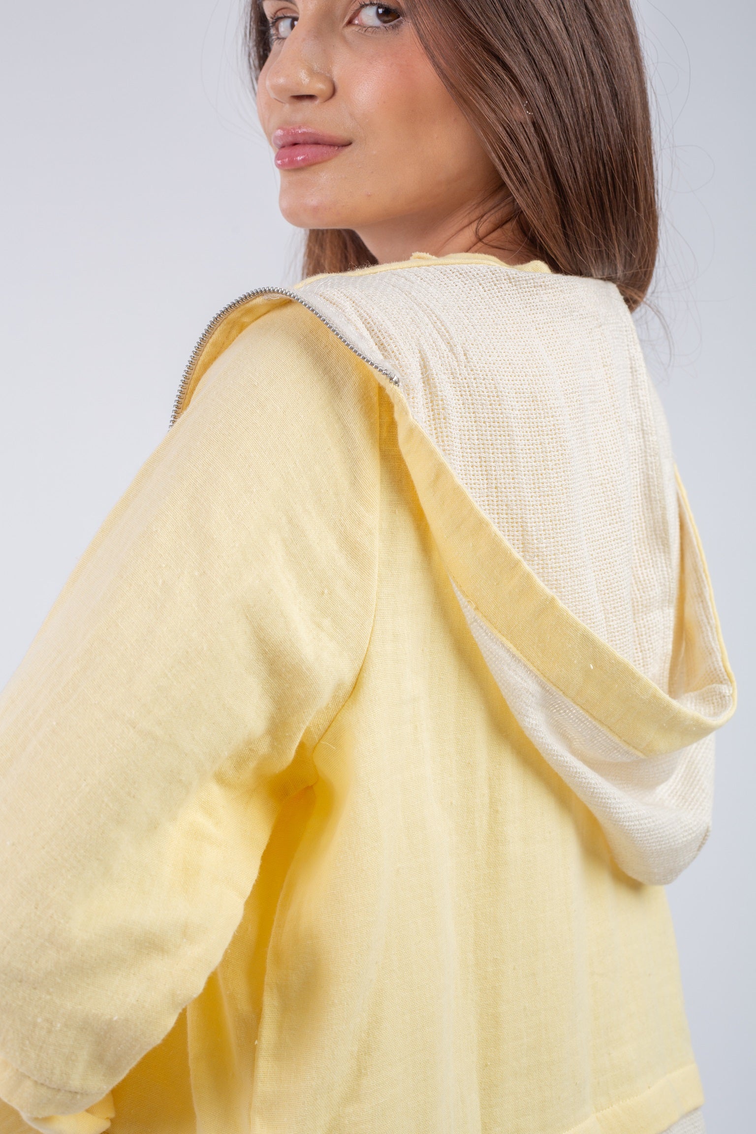 Layered Jacket - Yellow with beige