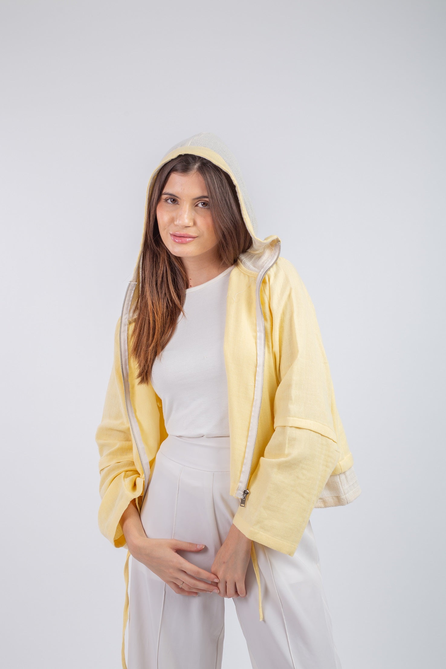 Layered Jacket - Yellow with beige