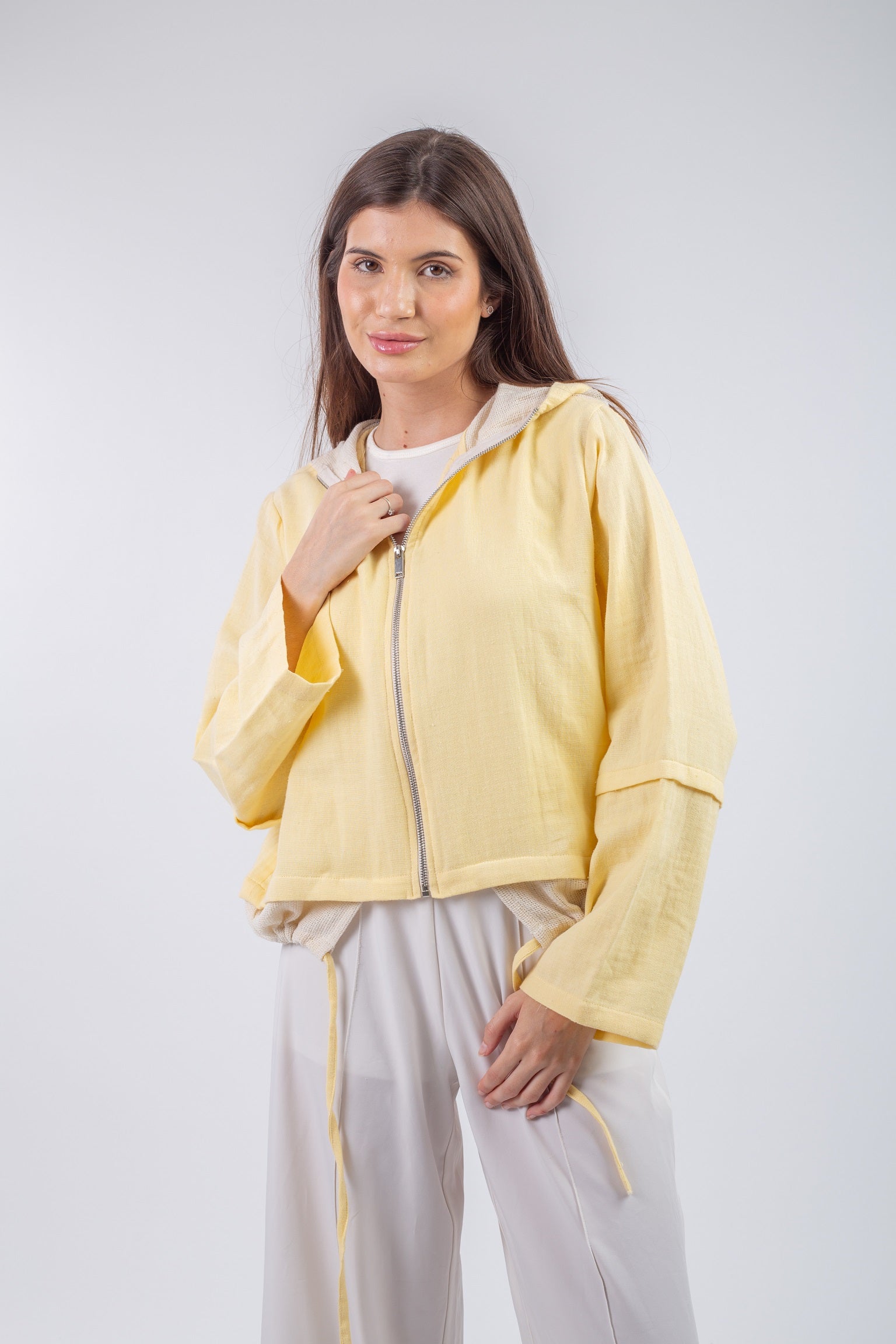 Layered Jacket - Yellow with beige