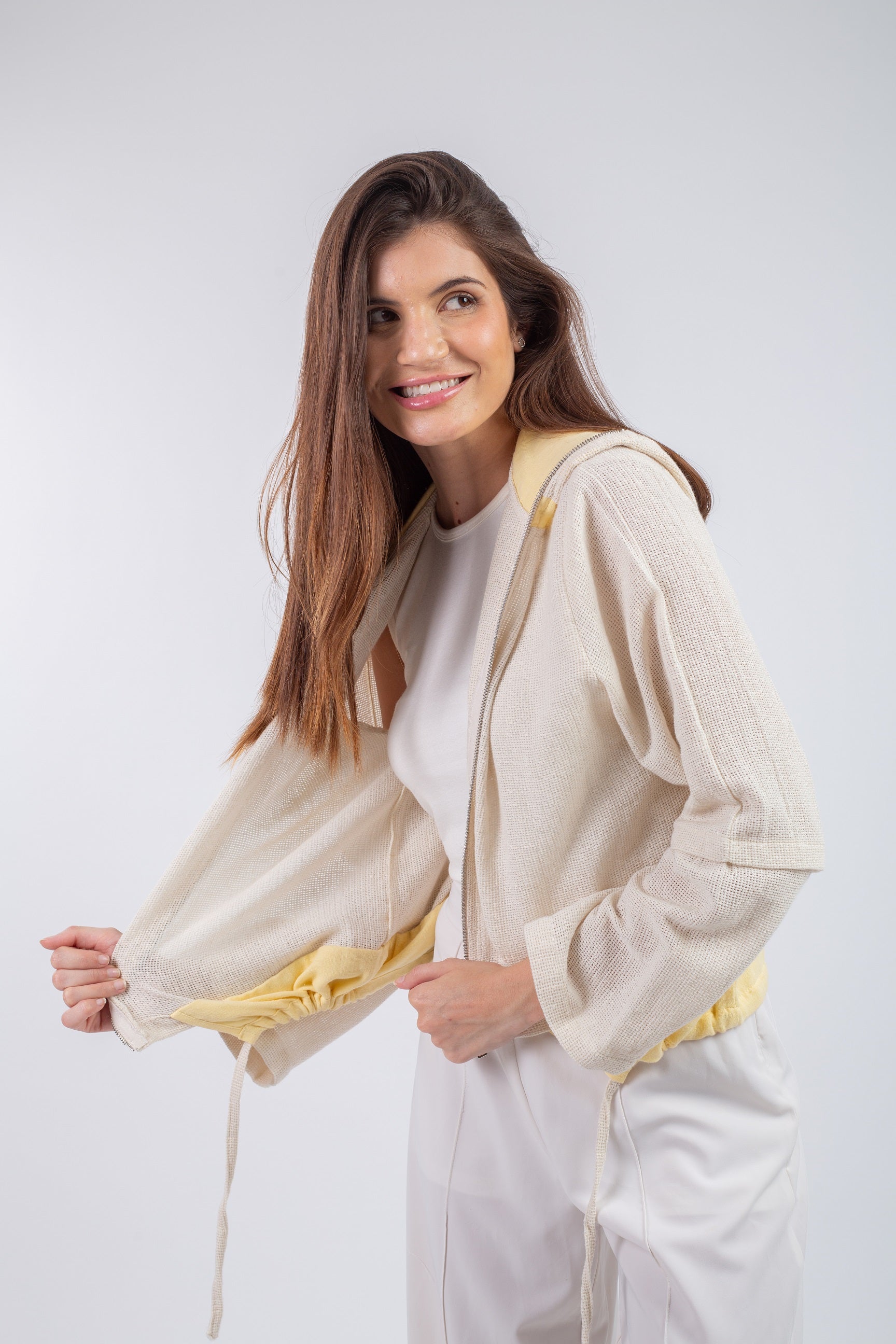 Layered Jacket - Beige with yellow